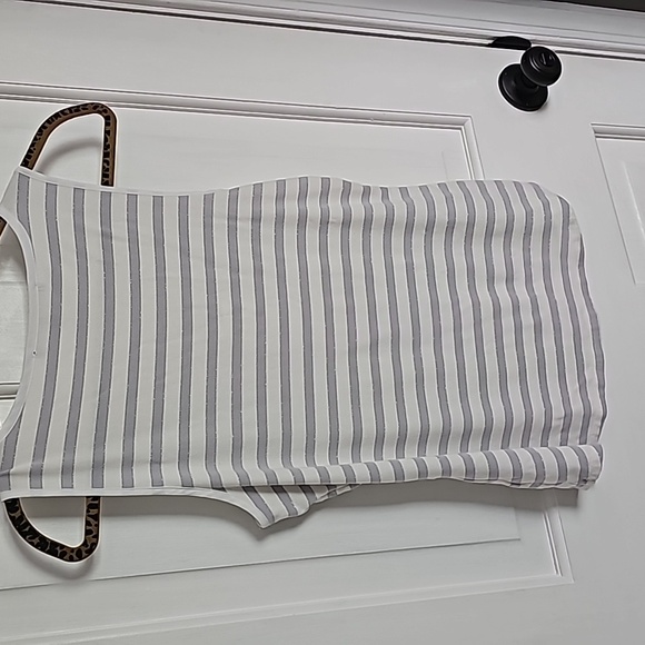 White House Black Market Lace up Sleeveless Top with stripes - Picture 4 of 6